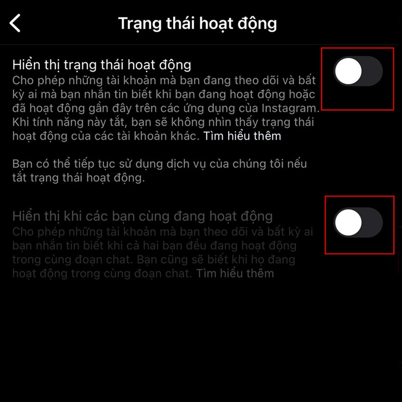 Tắt trạng thái hoạt động